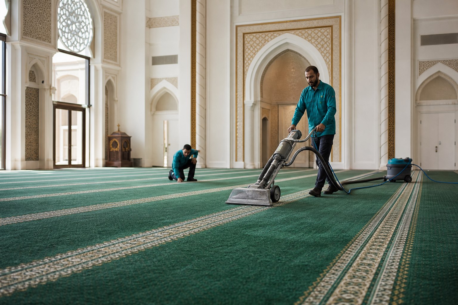 Commercial masjid carpet shampoo cleaning between prayer times