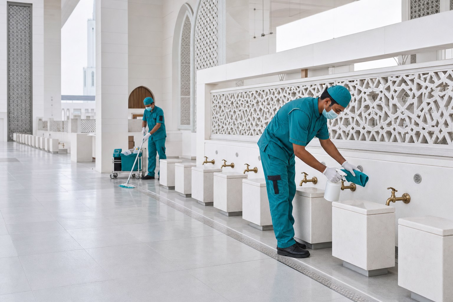 Professional mosque wudu area sanitation service